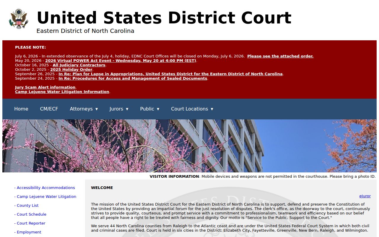 Wake County federal criminal records Eastern District court