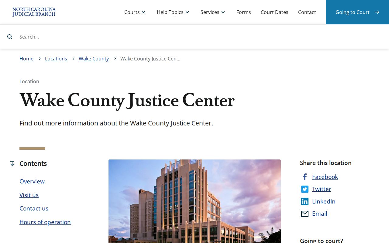 Wake County criminal records at the Justice Center