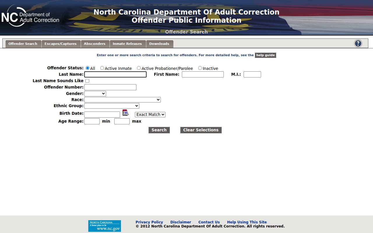 Wake County criminal history NCDAC offender search