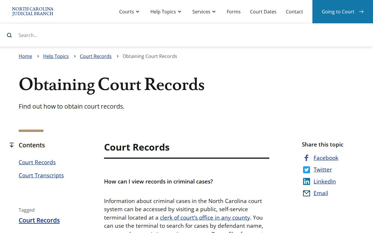 Wake County criminal court case records access instructions