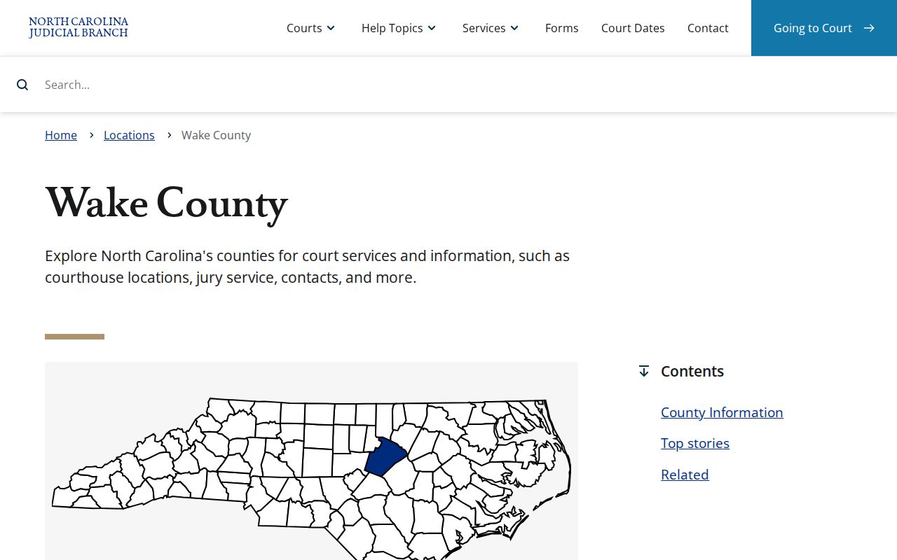 Wake County criminal court cases page for local courts