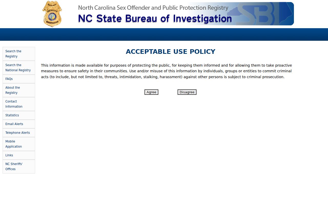 Wake County sex offender search on the North Carolina registry home page